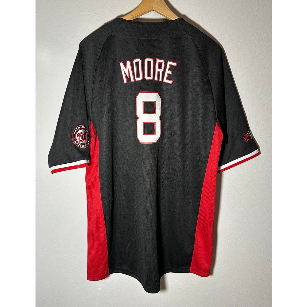 Washington Nationals 2019 MLB World Series  Black Baseball Jersey #8 Moore Sz Ld - Picture 8 of 11